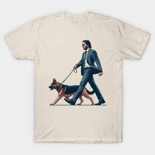 John Wick Walking with his Dog T-Shirt